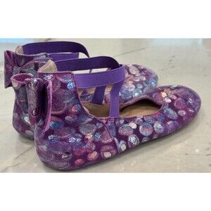 Monkey Feet Womens Purple Iridescent Leather Ballet Style Flat Shoe Sz 38 (7.5)